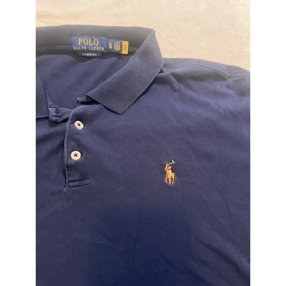 Polo by Ralph Lauren Men's Blue Navy Classic Fit Polo Shirt-XL Short Sleeve